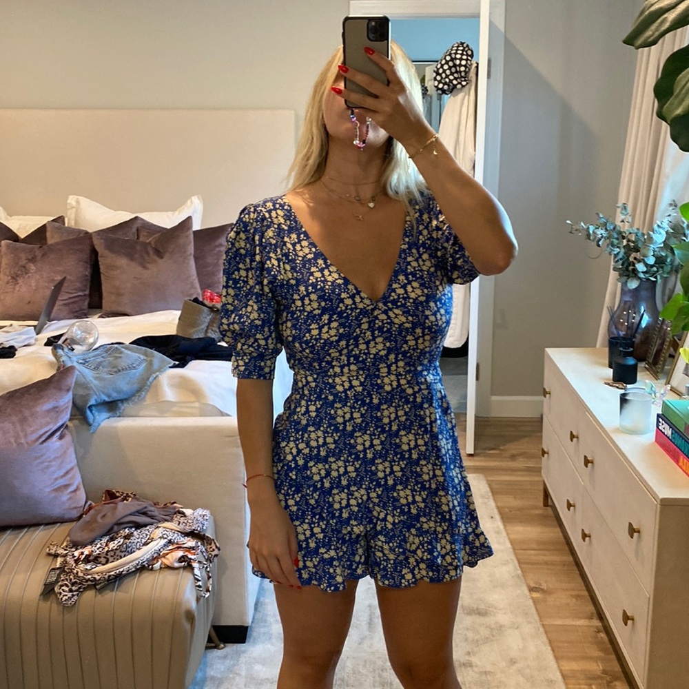 For love and lemons blue romper size medium